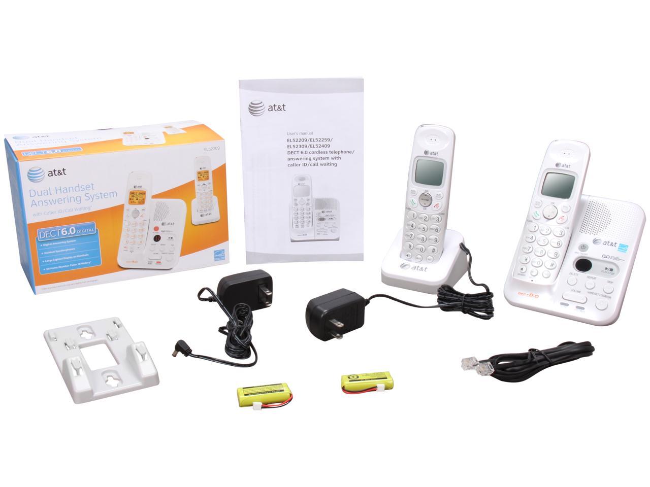 AT&T EL52209 DECT 6.0 2X Handsets White Cordless Phones - Newegg.com