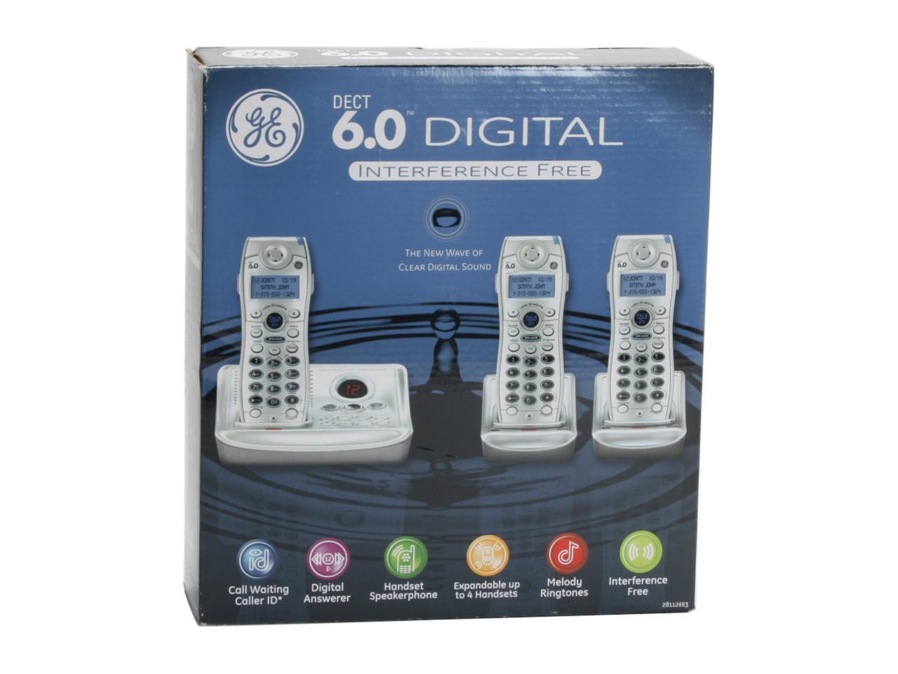 GE 28112EE3A 1.9 GHz Digital DECT 6.0 3X Handsets Cordless Phone