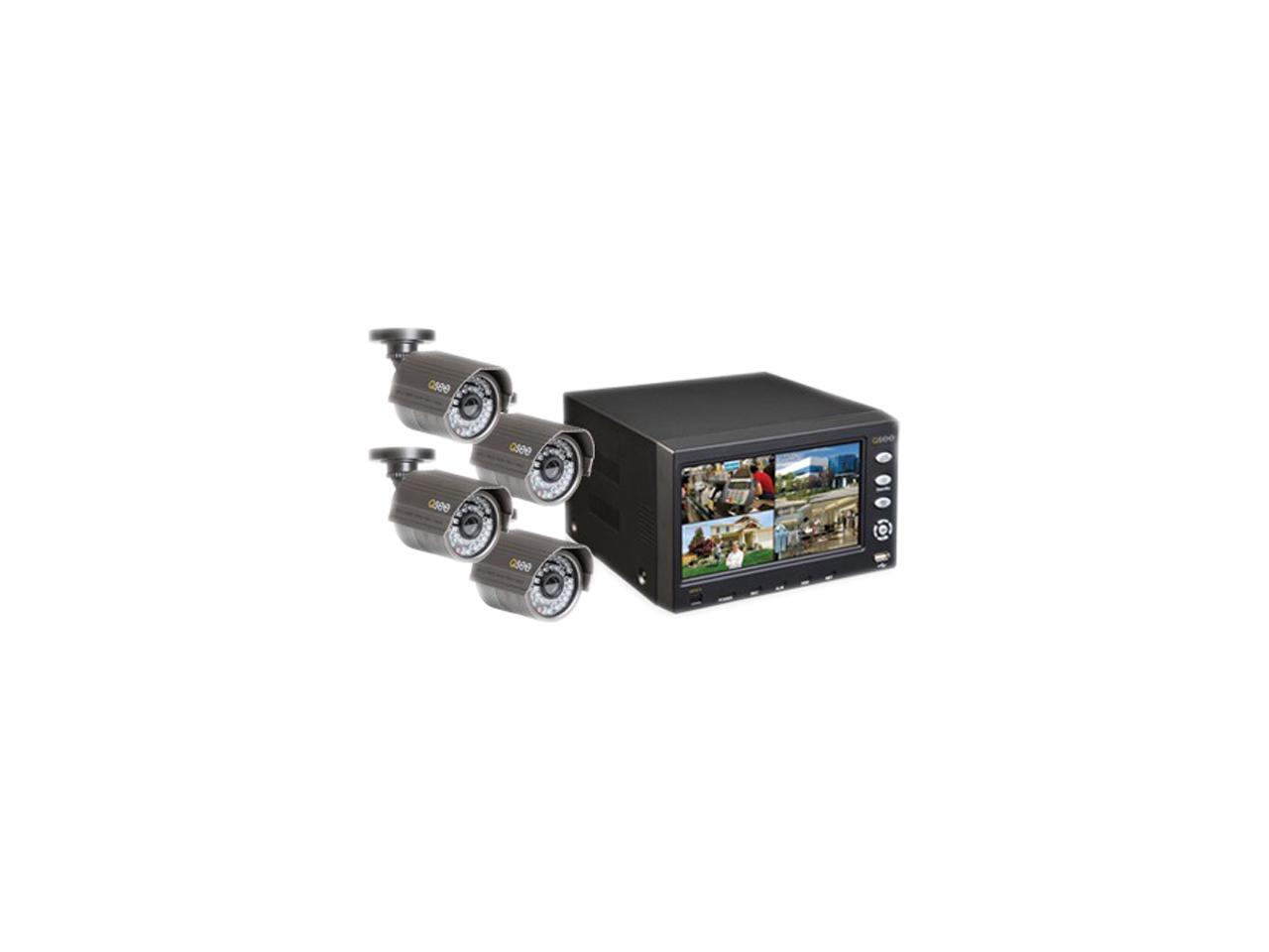 QSee QS44744365 4 Channel 7" LCD Observation System with BuiltIn 4 Channel DVR with 4 Color