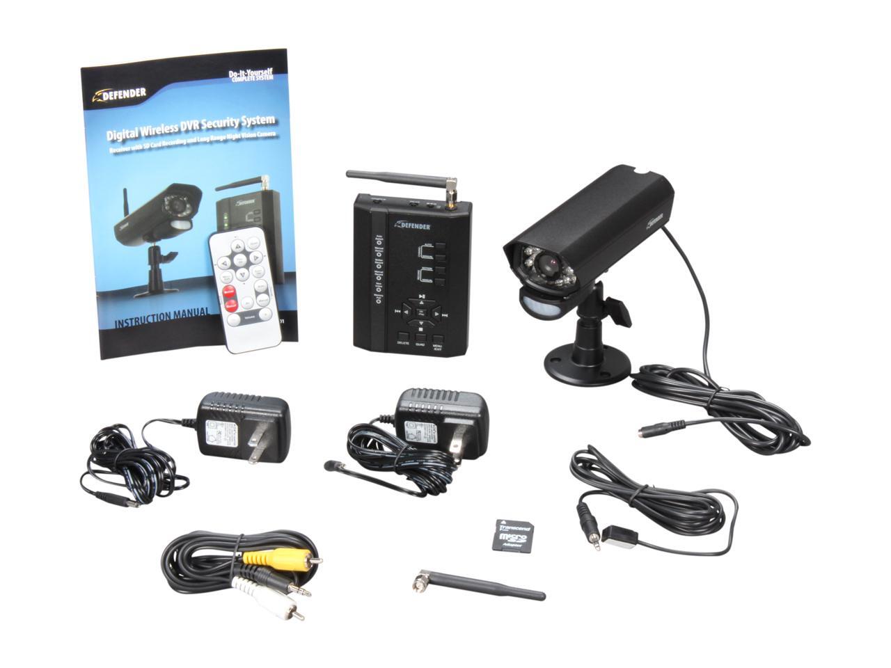 Defender NWG301PX012 MPEG4 Digital Wireless DVR Security System with Receiver, SD Card