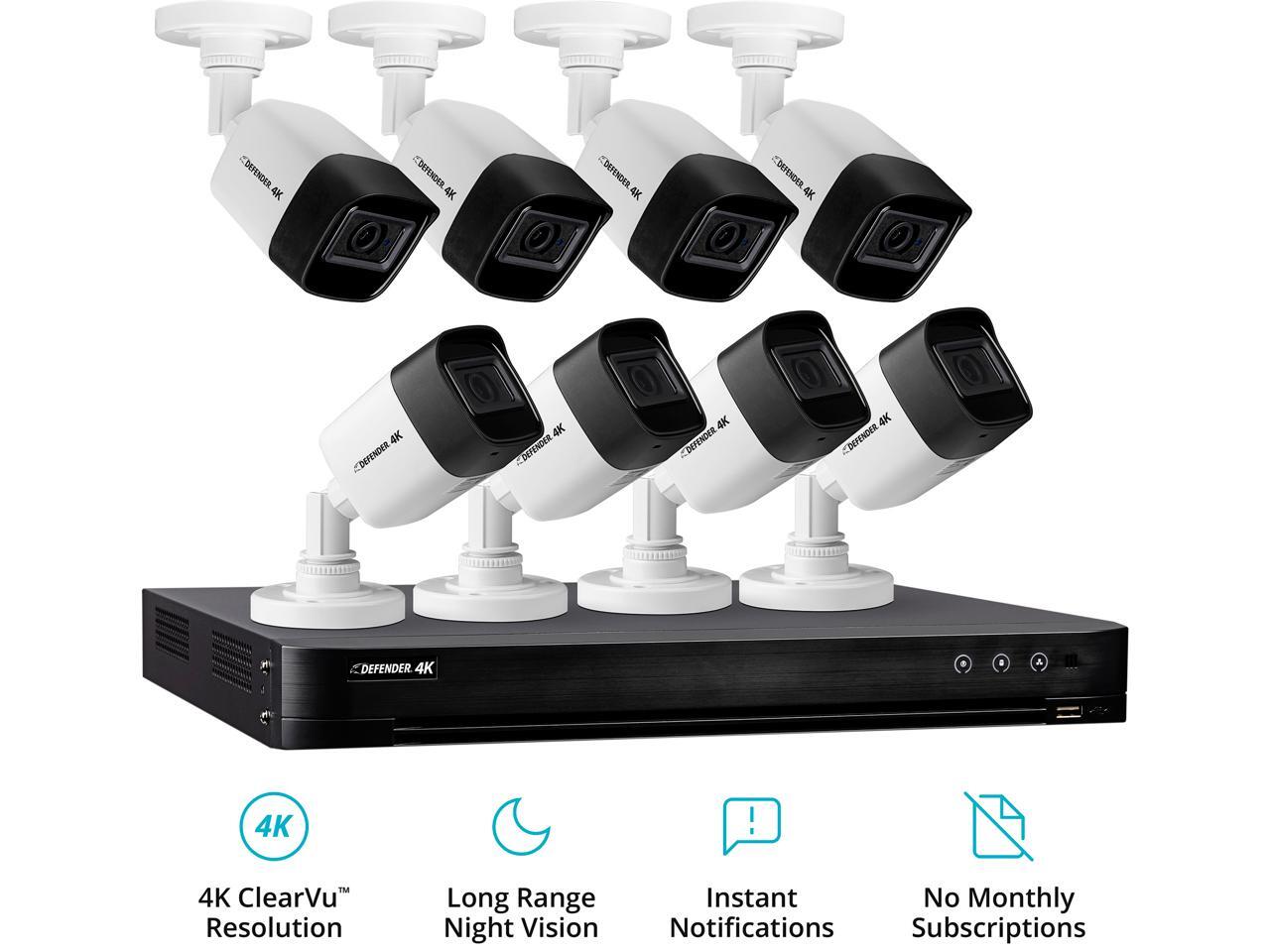 Defender 8 Channel Ultra HD 4K (8MP) Wired Security System with 8 Night