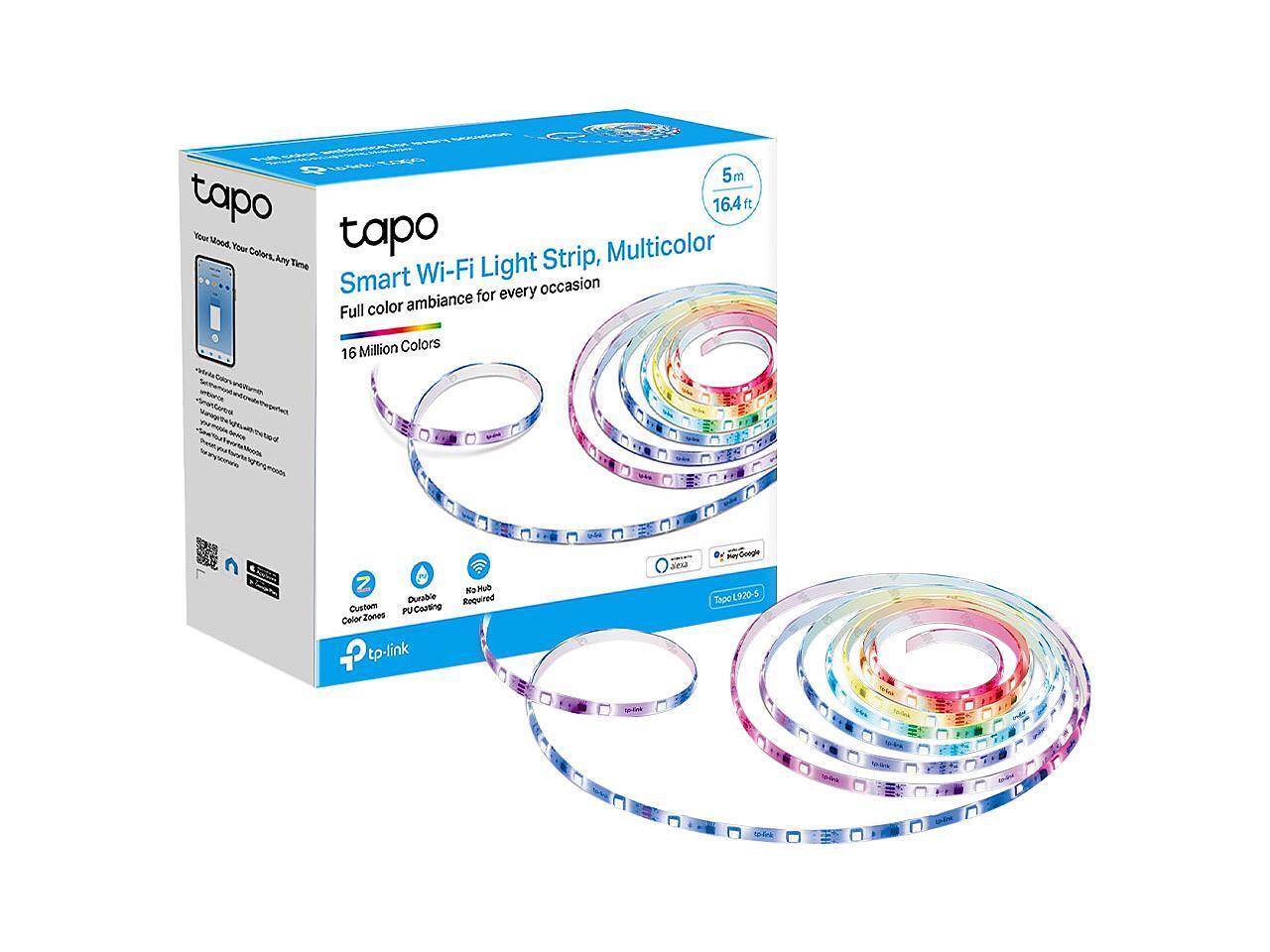 TP-Link Tapo RGBWIC Smart LED Light Strip 16.4Ft, 1000 Lumens, 16M Dimmable  Colors, 50 Color Zones, Works w/ Apple HomeKit/Alexa/Google Home,  Sync-to-Sound, IP44 PU Coating, Trimmable (Tapo L930-5) - Newegg.com