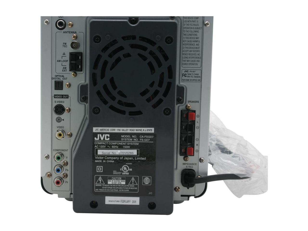 JVC FSGD7 Progressive Scan 5DVD Micro Component System w/ USB Input