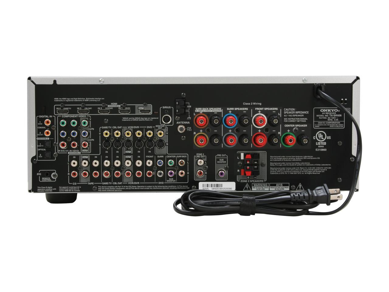 ONKYO TXSR606 7.1Channel Silver Home Theater Receiver
