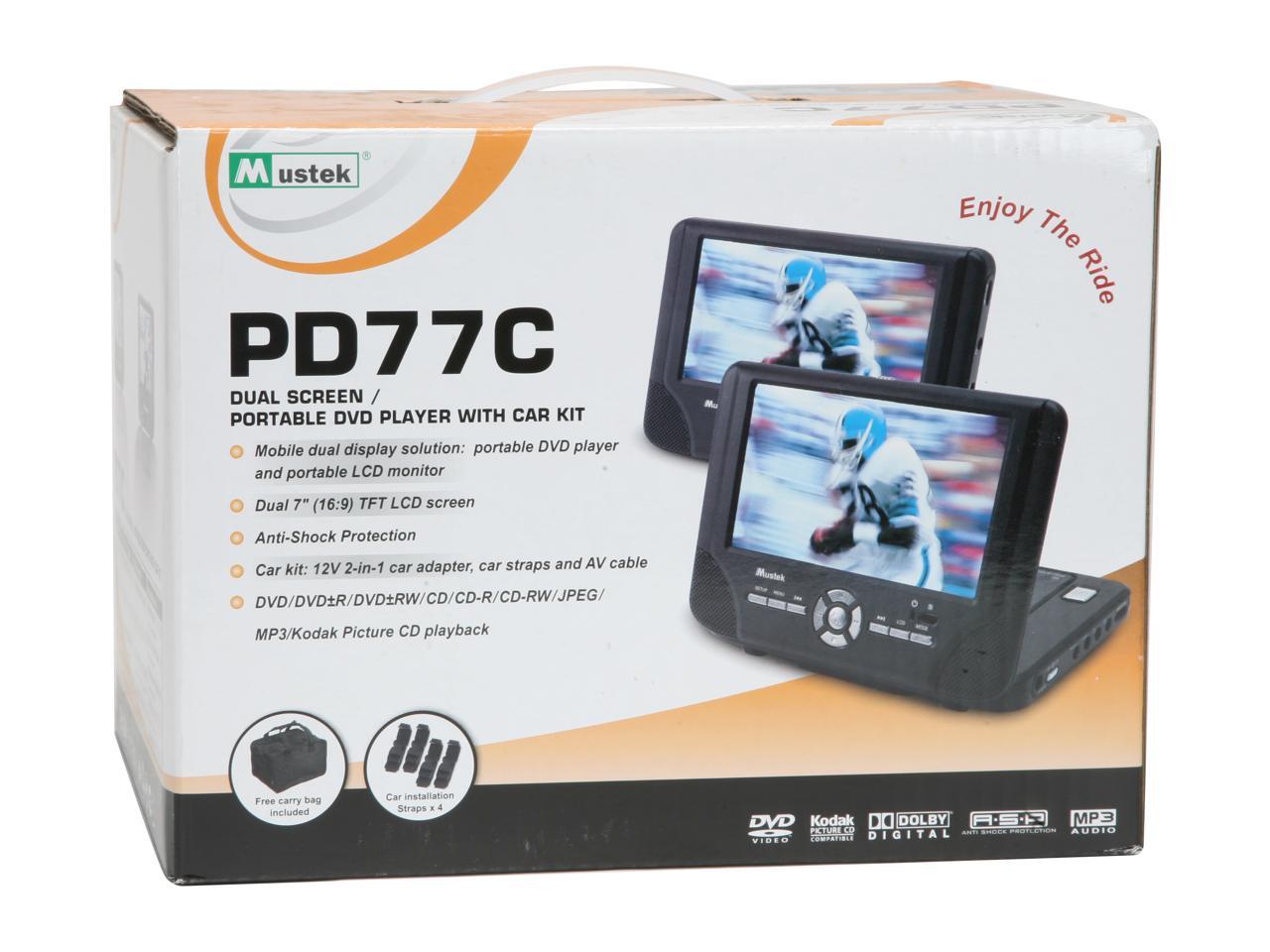Mustek PD77C Dual 7" Display Portable DVD Player