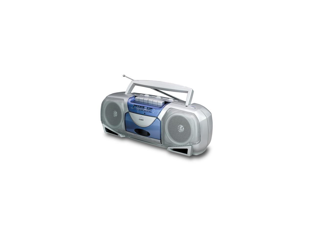 COBY Portable AM/FM Cassette Player/Recorder Silver, Blue CX244