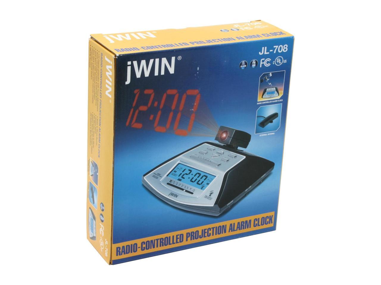 jWIN JL708 Self Setting Atomic Alarm Projection Clock w/ Blue