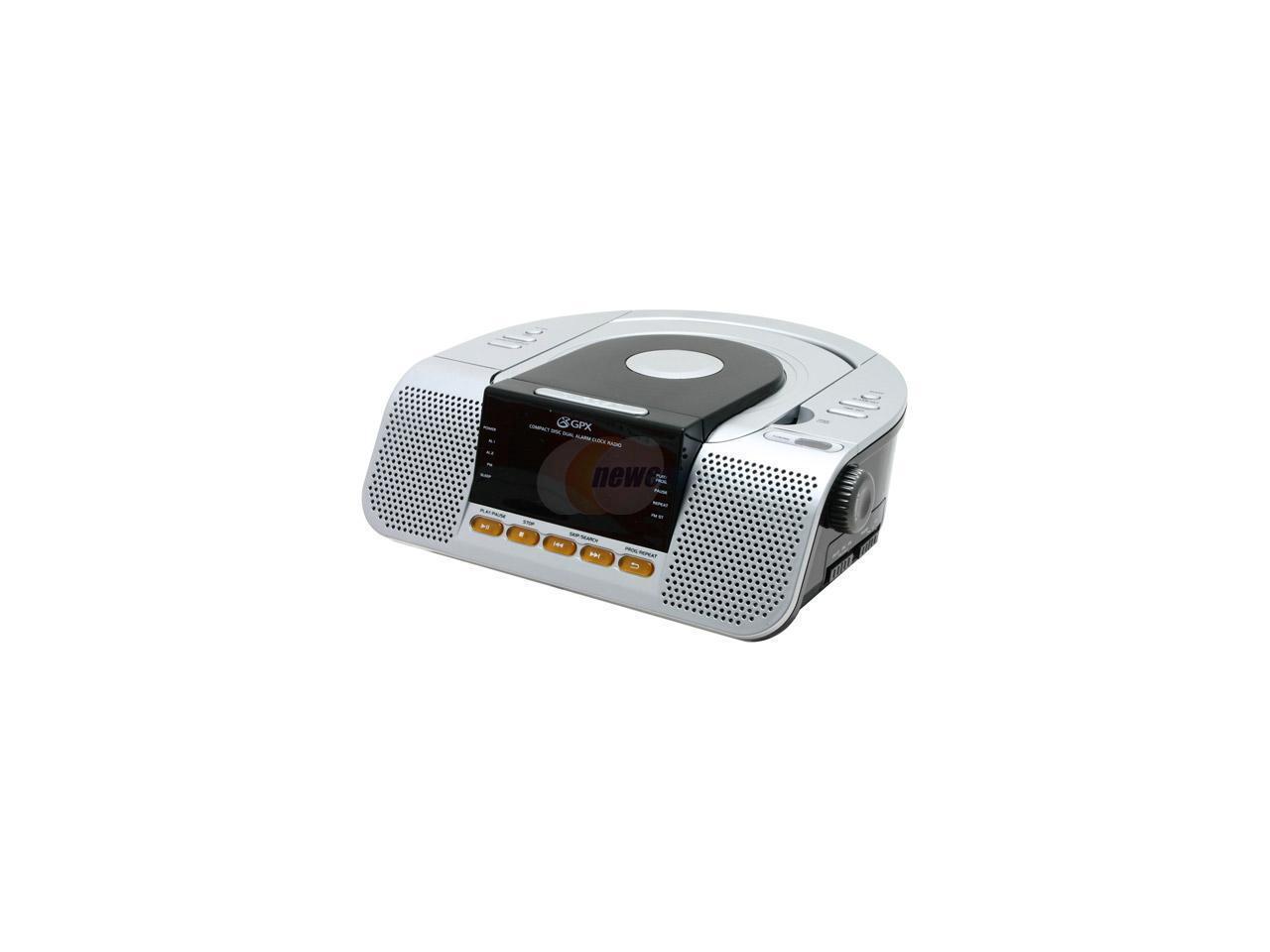 GPX CRCD3805 Compact Disc AM FM Stereo Clock Radio with Dual Alarm
