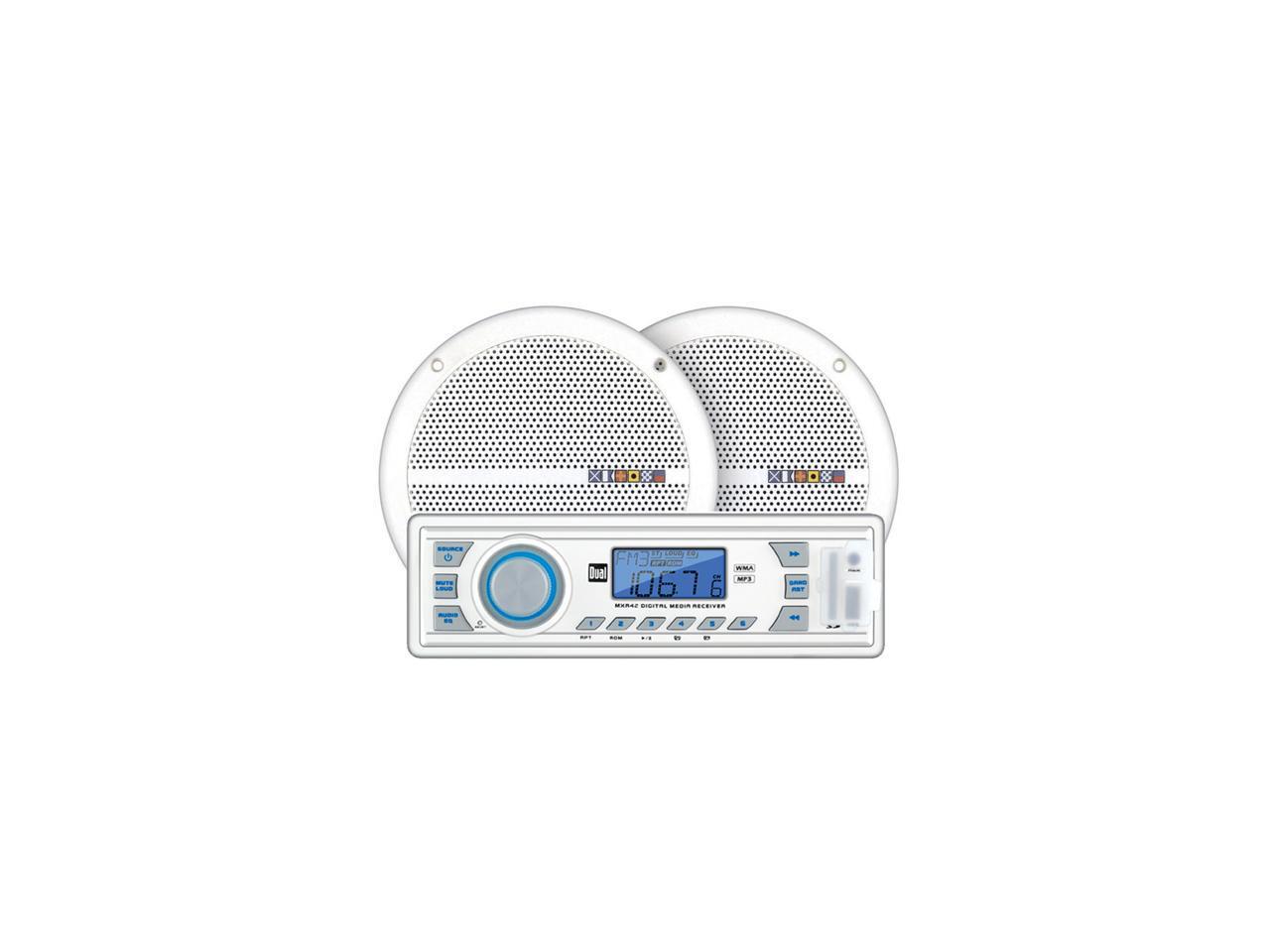 Dual Marine Radio Receiver w/ Pair 6.5" 60W Speakers