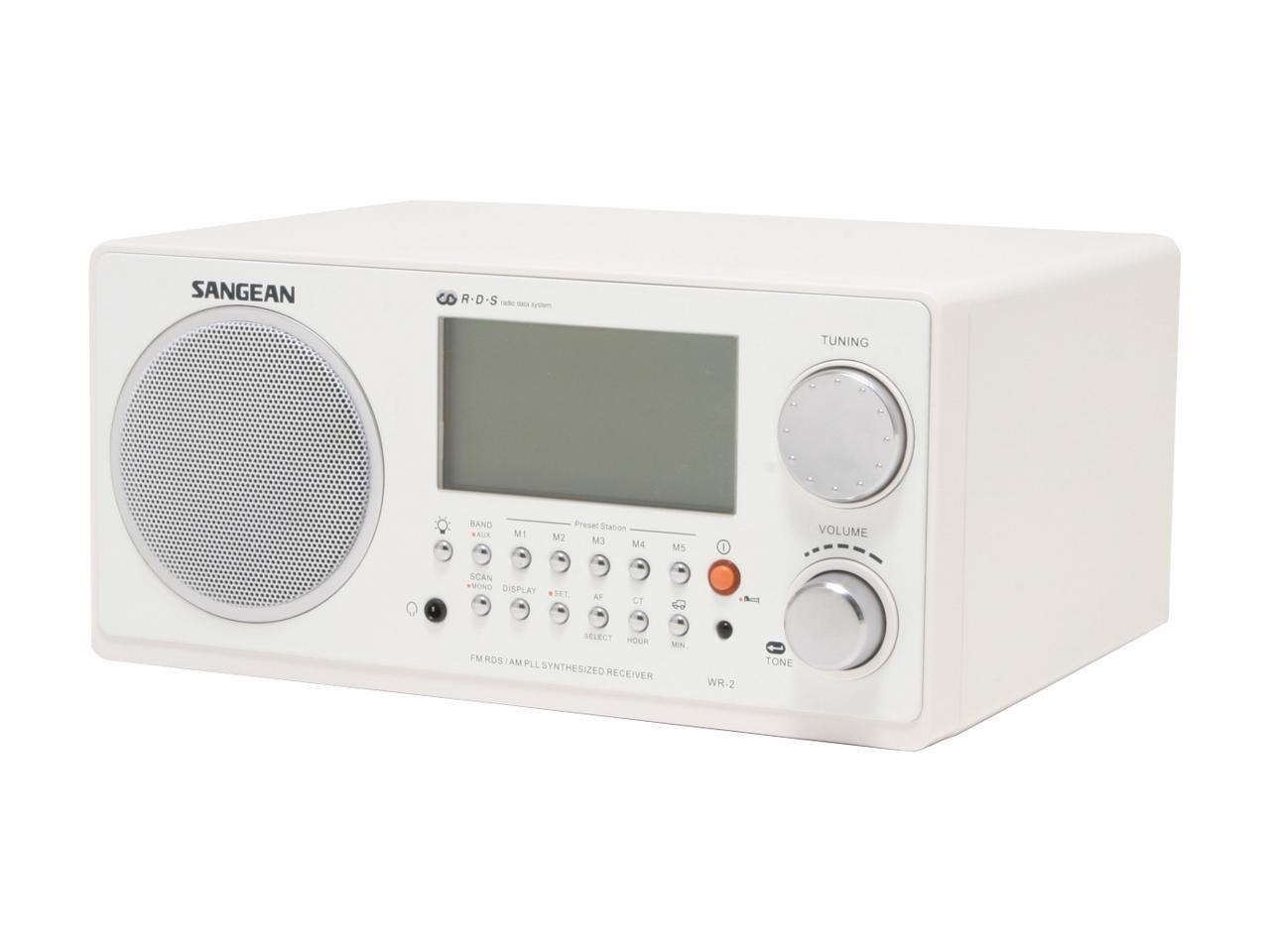 Sangean White Digital AM/FM Wooden TableTop Radio WR2 White