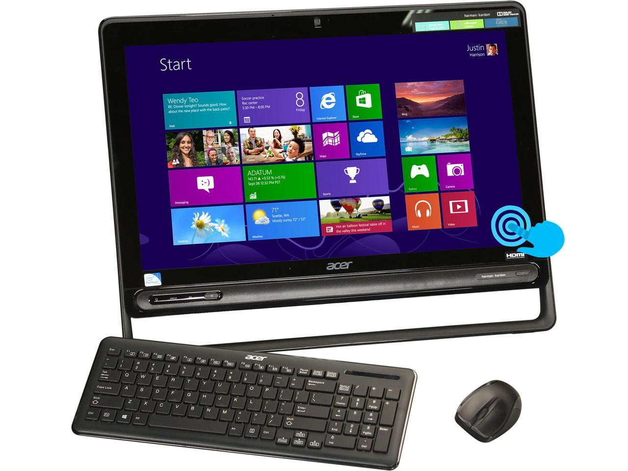 Acer All In One Pc Aspire Az3 605 Ur21 Dq Sqeaa 001 Pentium 2127u 1 90 Ghz 4 Gb Ddr3 1 Tb Hdd 23 Touchscreen Windows 8 64 Bit Newegg Com