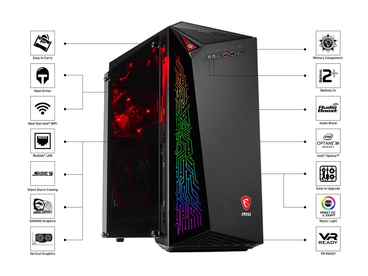 Open Box Msi Gaming Desktop Infinite A 8rc 458us Intel Core I7 8th Gen 8700 3 Ghz 8gb Ddr4 2 Tb Hdd 128 Gb Ssd Nvidia Geforce Gtx 1060 Windows 10 Home 64 Bit Newegg Com