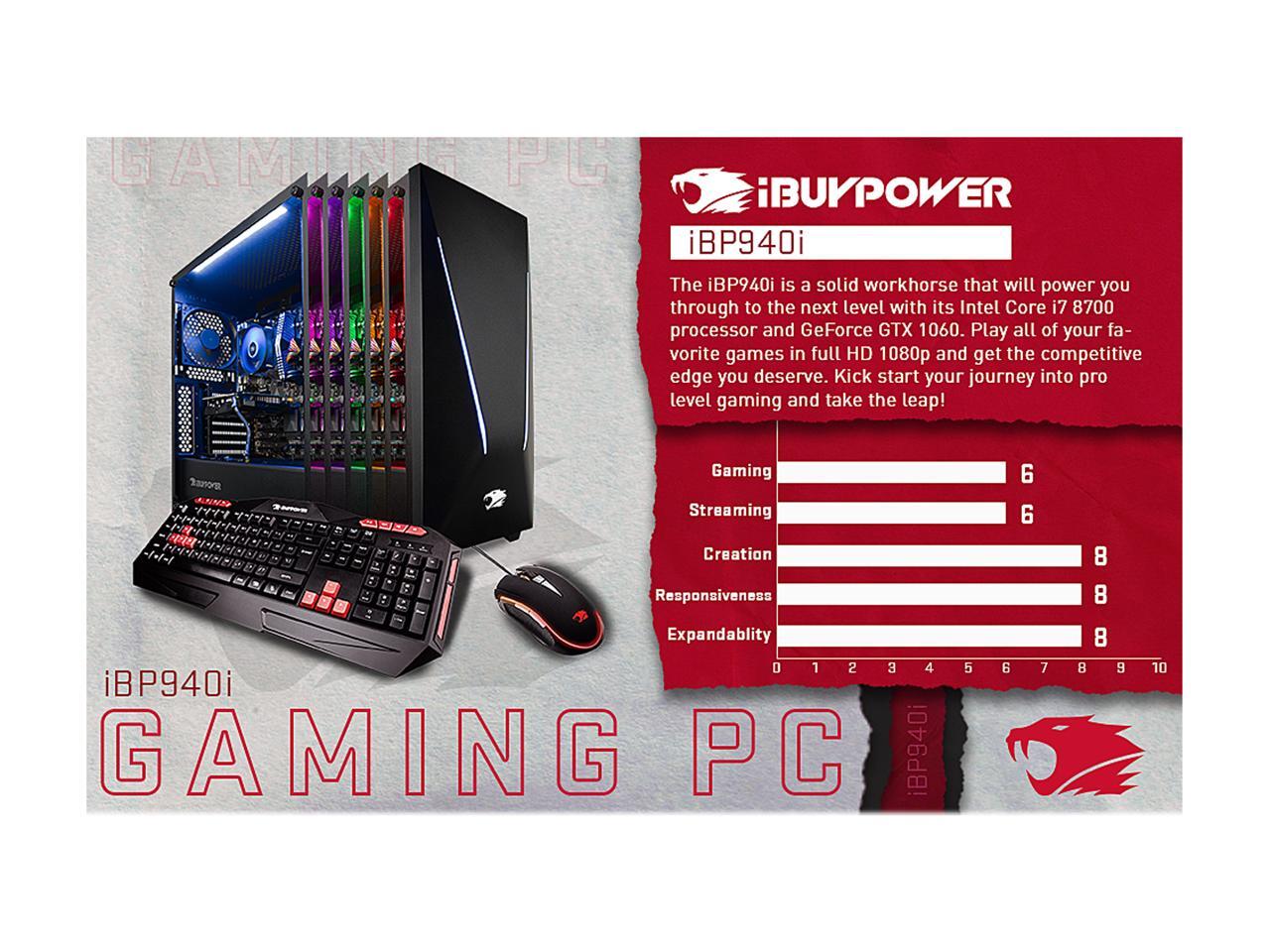 iBUYPOWER Gaming Desktop Extreme Trace 940i, i7 8700