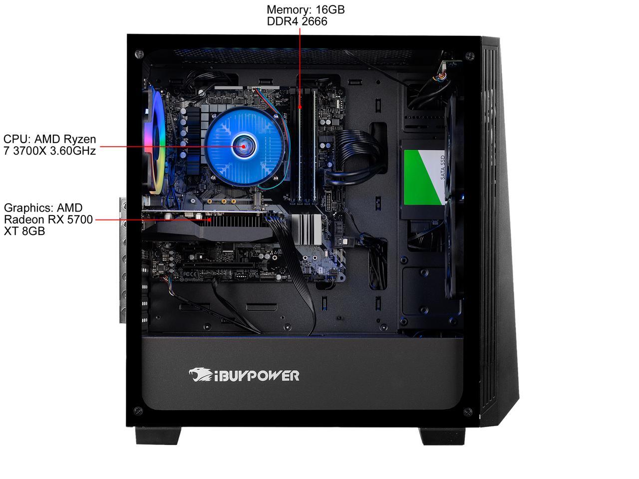 iBUYPOWER Gaming Desktop PC AMD Ryzen 7 3700X (3.60 GHz) AMD Radeon