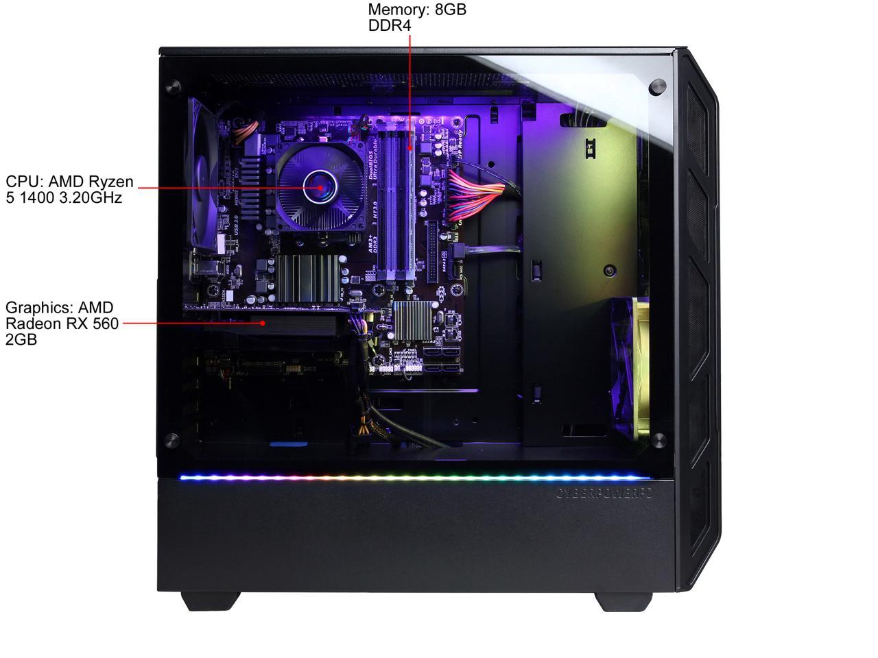 Cyberpowerpc Gaming Desktop Gamer Force Et9907 Amd Ryzen 5 1400 8gb 