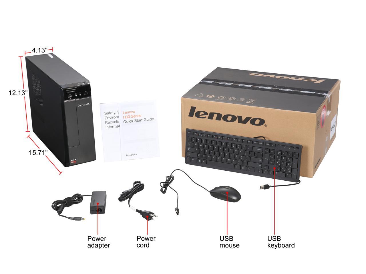 Lenovo Desktop Computer H3005 (90BJ00BQUS) AMD A87410 8GB DDR3 1TB