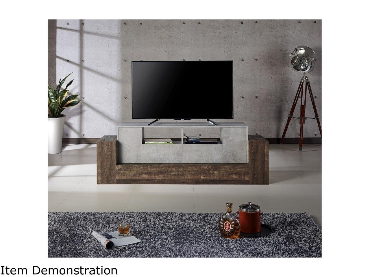 Furniture of America Geso Oak and Concrete 71-inch TV Stand Reclaimed Oak/Concre 