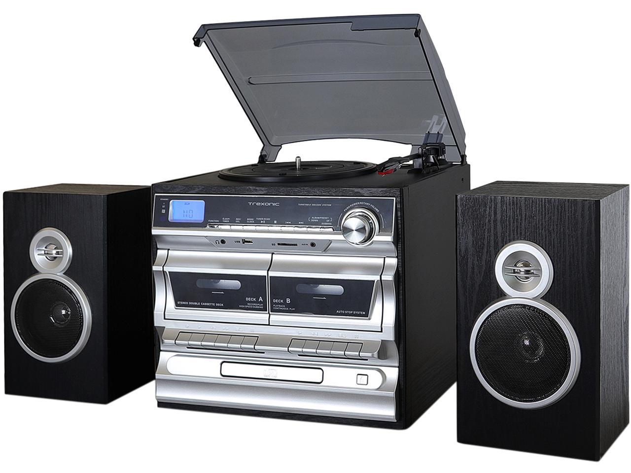 Trexonic TRX11BS 3Speed Turntable With CD Player, Double Cassette