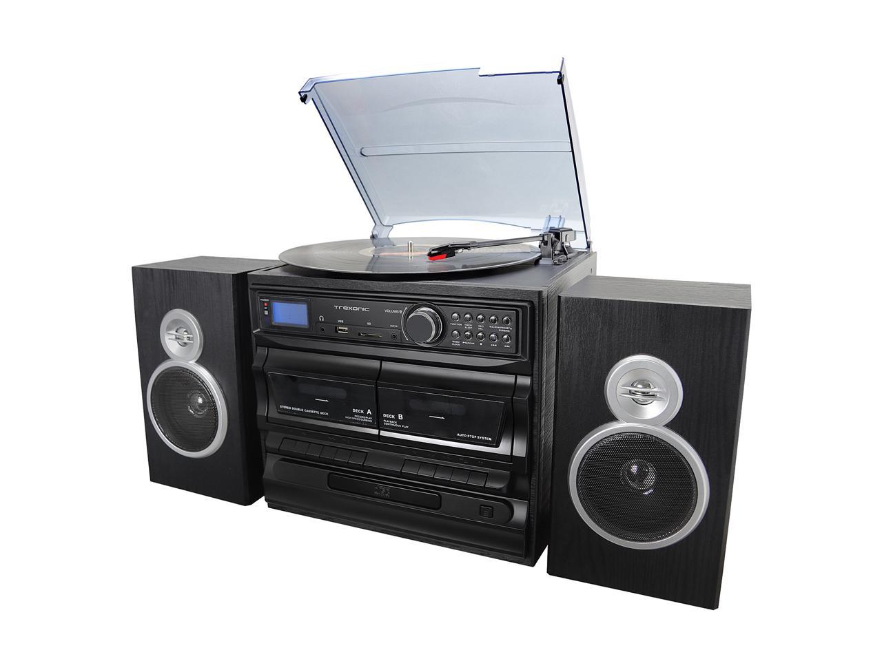 Trexonic TRX-811BS 3-Speed Turntable With CD Player, Dual Cassette ...