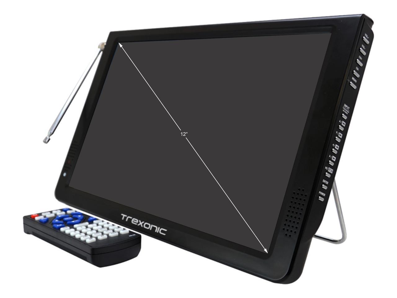 Trexonic Ultra Lightweight Rechargeable Widescreen 12" LED Portable TV