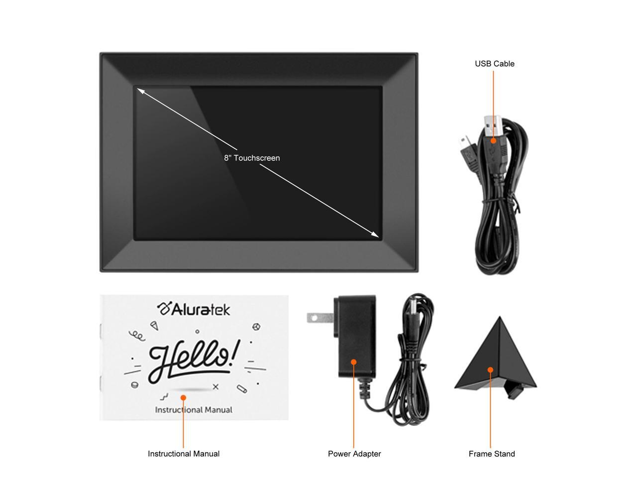 Aluratek 8 WIFI Digital Photo Frame w/ Touchscreen IPS Display & 16 GB