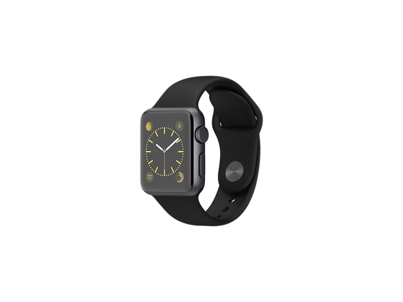 Apple Watch Sport MJ2X2LL 38mm Space Gray Aluminum Case With Black ...