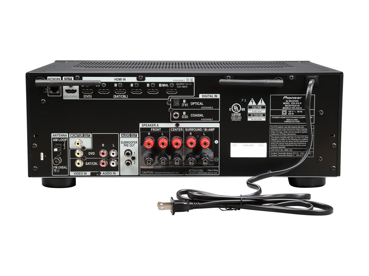 Pioneer VSX830K 5.2 Channel AV Receiver with Builtin Bluetooth and