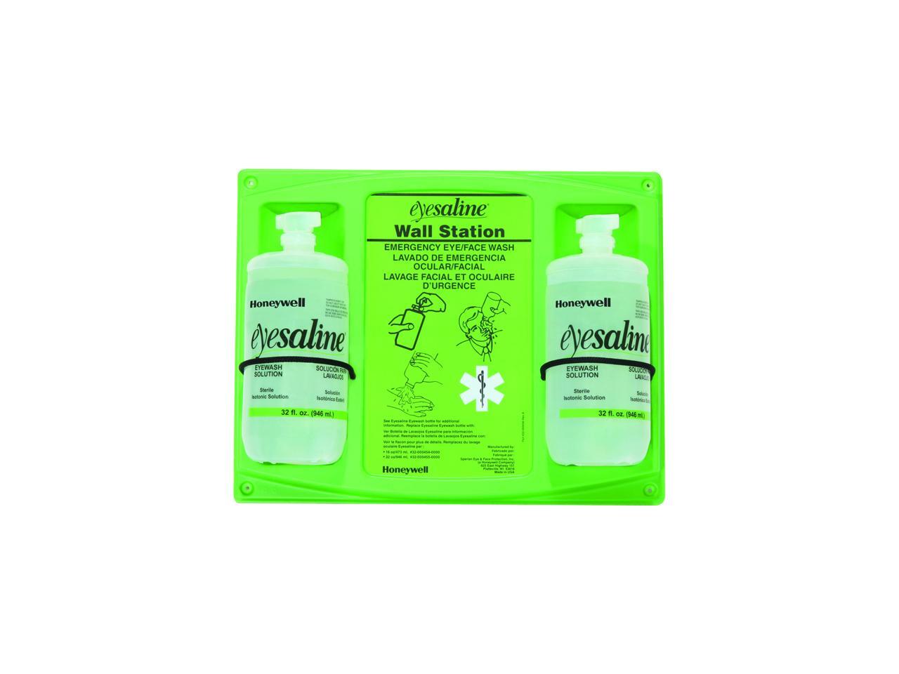 Honeywell Saline Eye Wash Wall Station, 32oz Bottle, 2 Bottles/Station