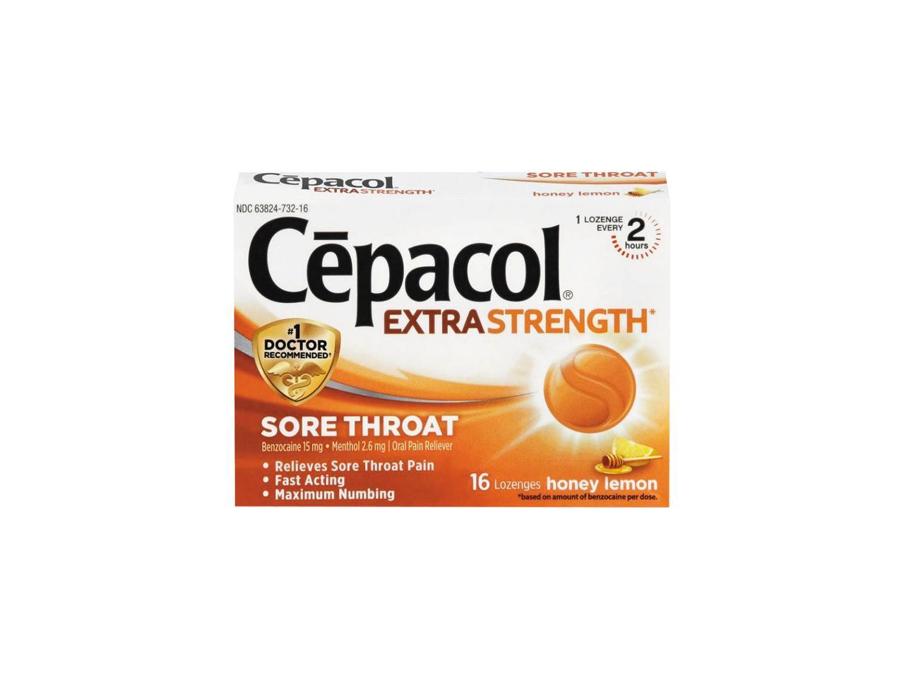 Cepacol Extra Strength Sore Throat Lozenges, Honey Lemon, 16 Lozenges ...