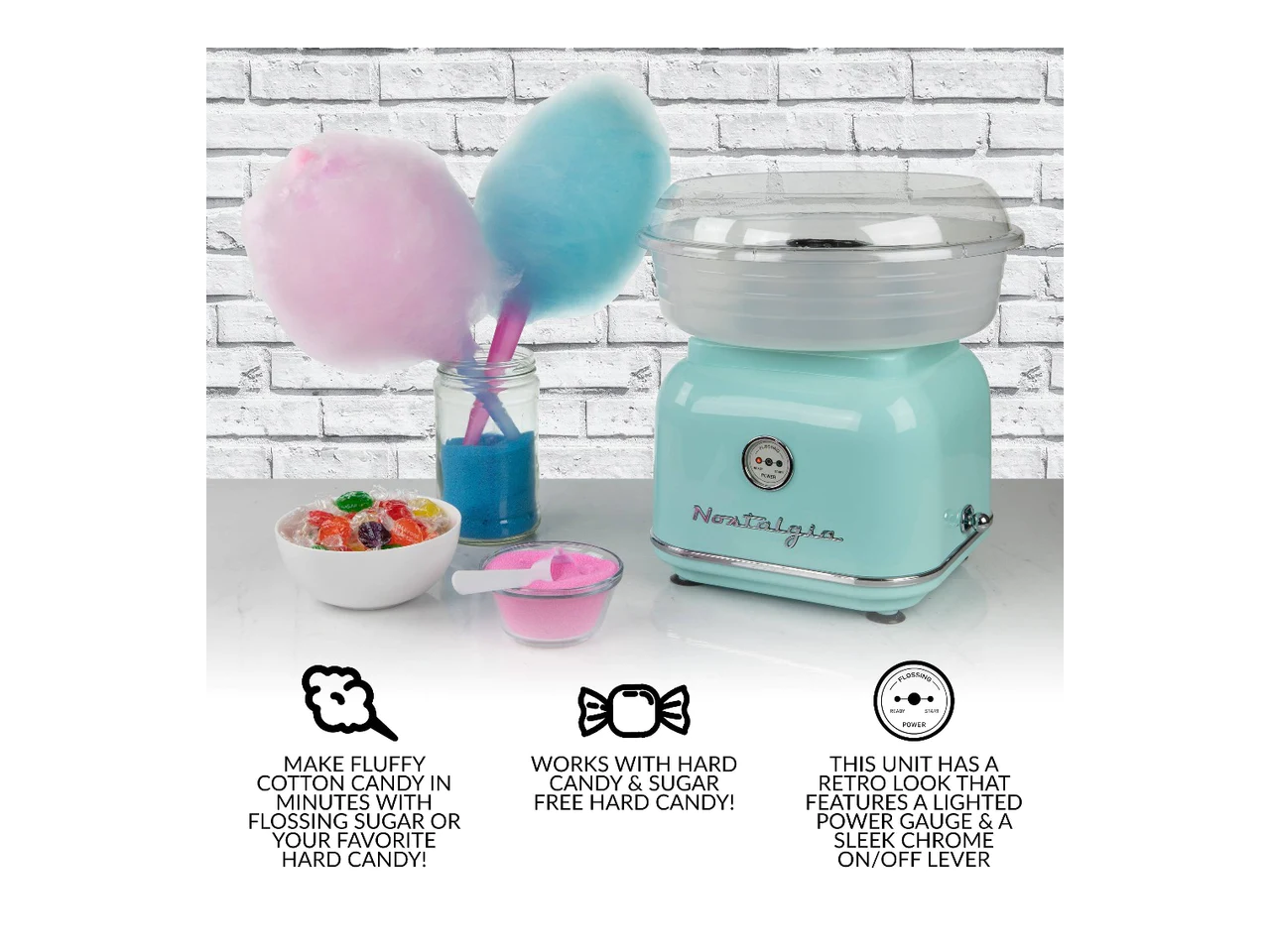 Nostalgia Classic Retro Hard & SugarFree Candy Cotton Candy Maker
