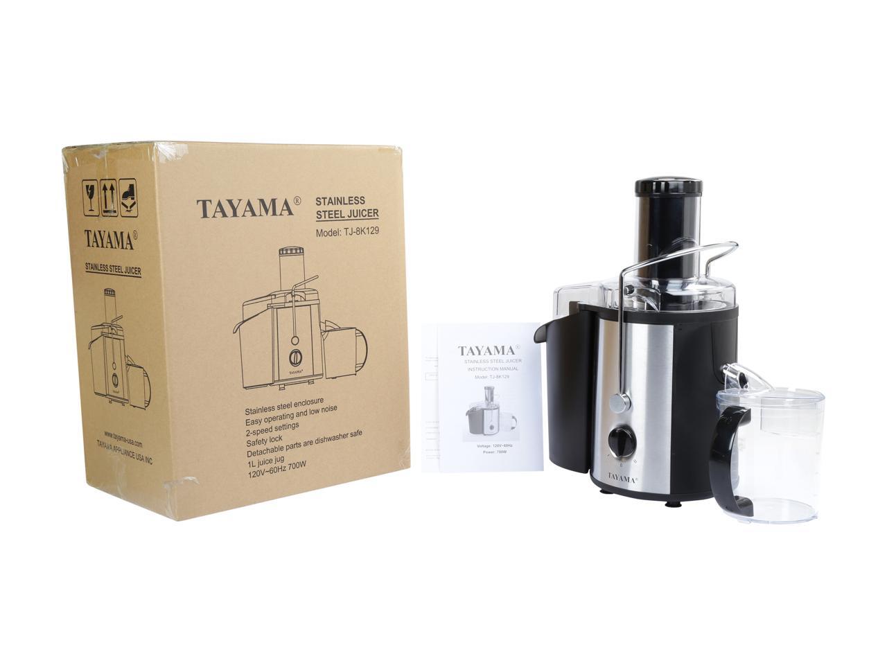 Tayama TJ8K129 Black Juicer Stainless Steel, Powerful 700 Watts, Large