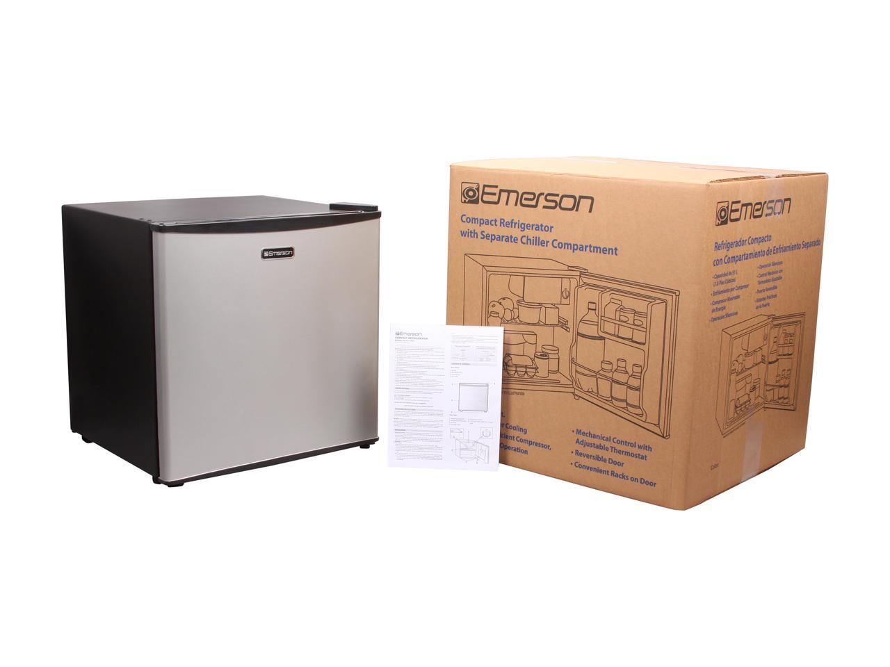 Refurbished Emerson 1 8 Cu Ft Compact Refrigerator Stainless Steel Cr180 Newegg Com
