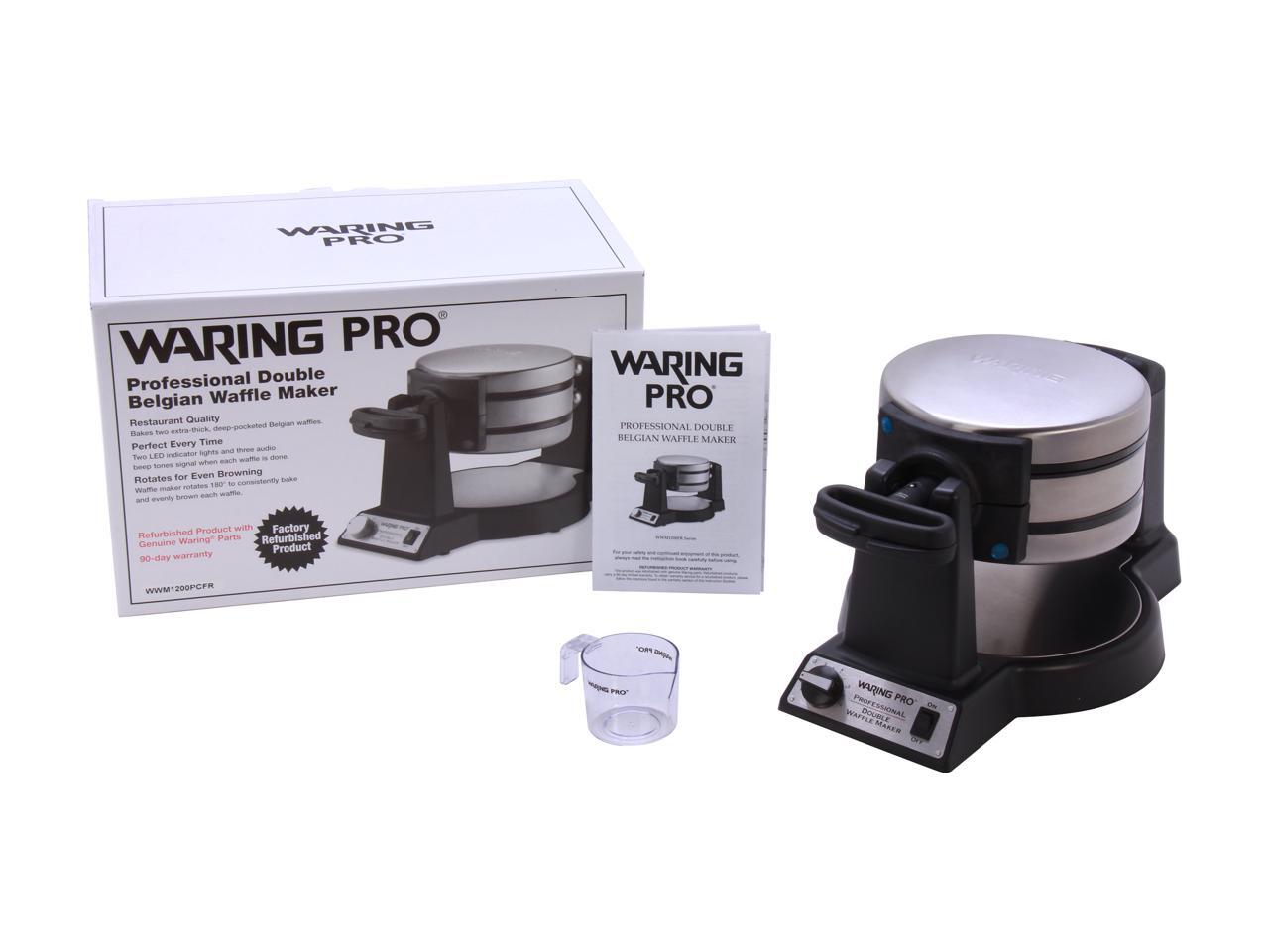 Refurbished Waring Pro WWM1200PC Stainless Steel Double Belgian Waffle