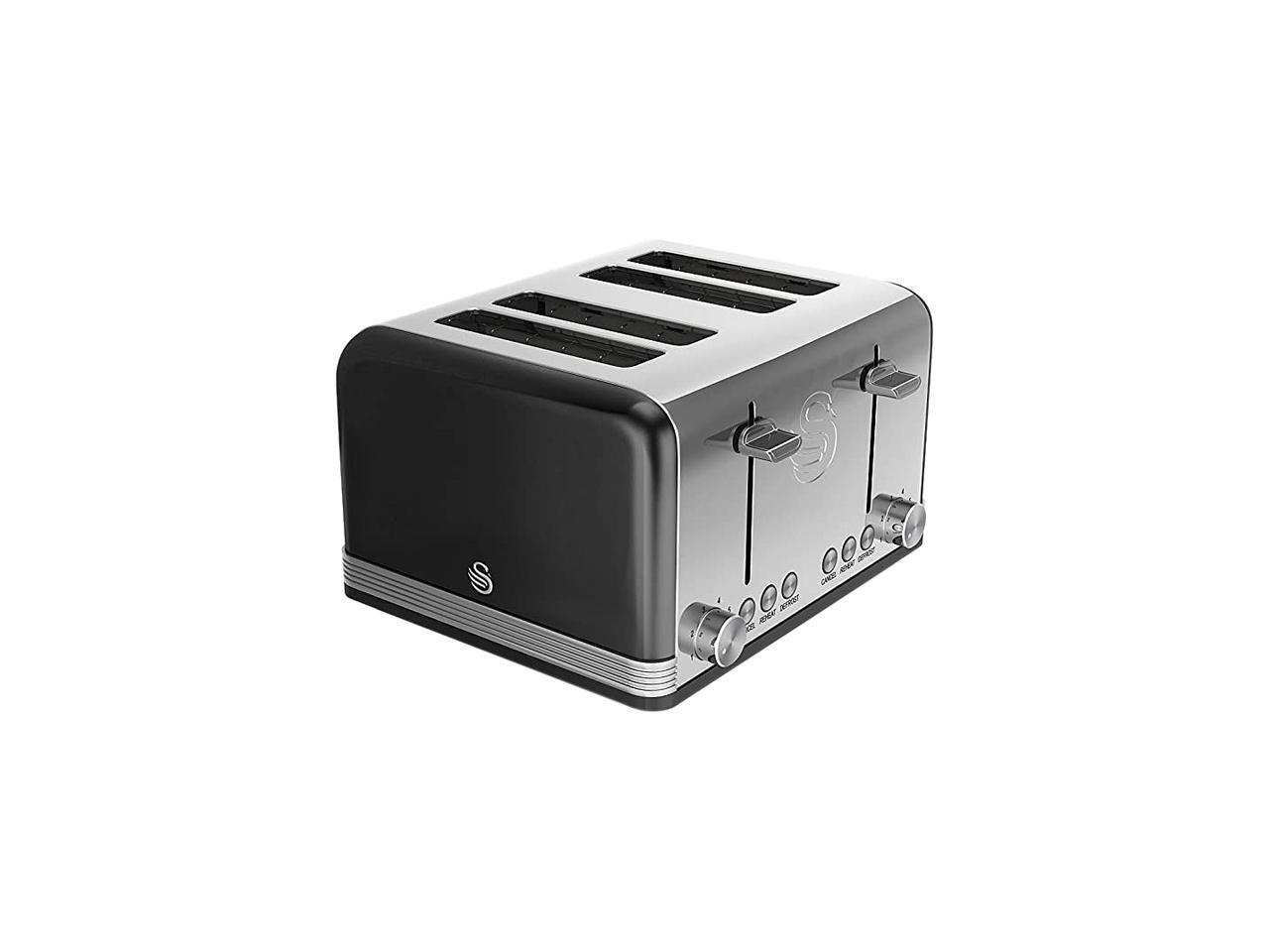 SALTON ST19020BN Black Swan Retro 4 Slice Toaster
