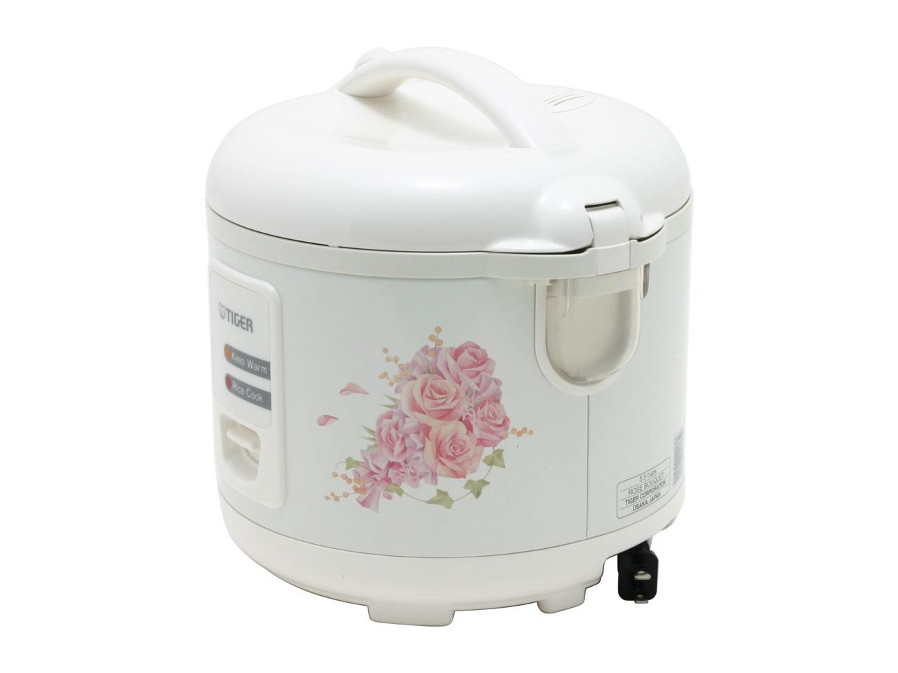 Tiger Cups Electric Rice Cooker And Warmer With Steam Basket White