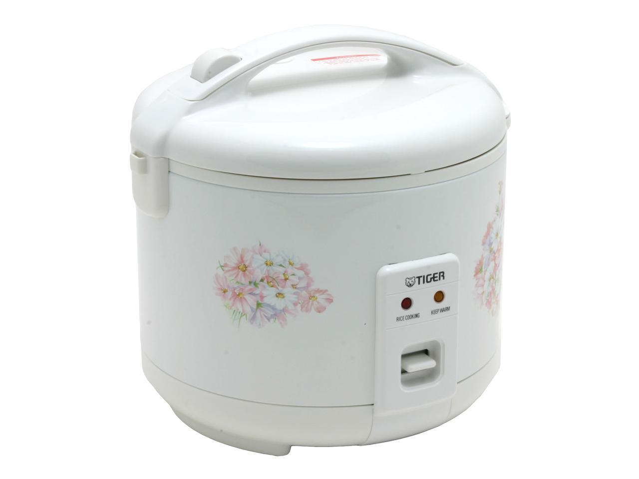 Floral White Rice Cooker and Warmer Tiger JNP-1000-FL 5-Cup Uncooked 