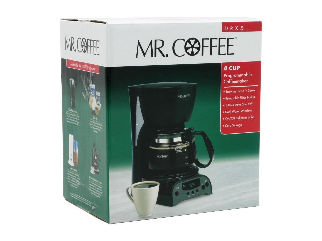 MR. COFFEE DRX5 Black 4Cup Programmable Coffee Maker