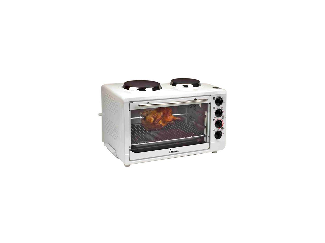 Avanti OCRB43W White Convection Oven Rotisserie W/ 2 BuiltIn Cook Top