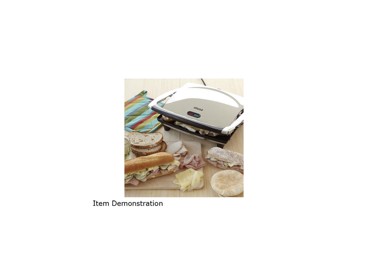 Imusa GAU80102 Large Electric Panini Press 1400Watts, Silver