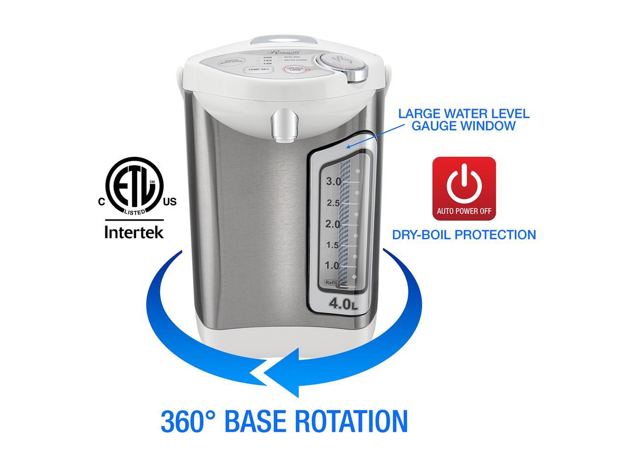 4.0 Liter Hot Water Dispenser R-HAP-15002 Stainless Steel / White Rosewill Electric Hot Water Boiler and Warmer 