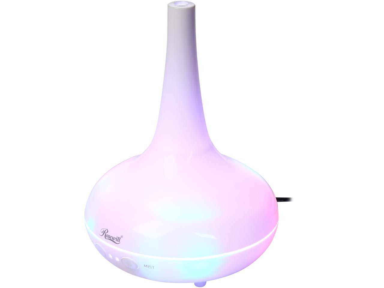 Rosewill Rhad 0ml Electric Aromatherapy Essential Oil Diffuser Cool Mist Humidifier With Color Led Light And Waterless Auto Off White Newegg Com