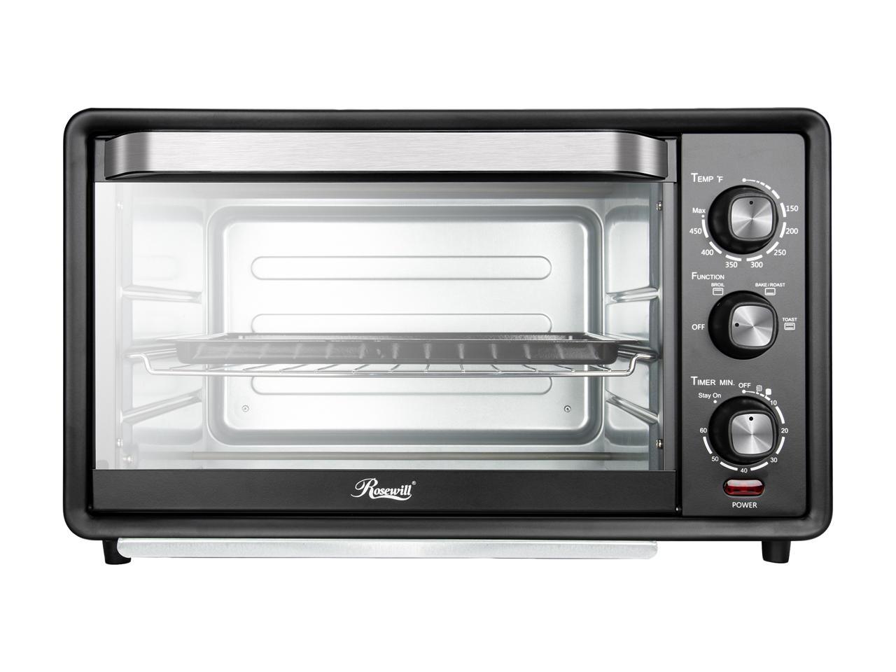 Stainless Steel Countertop Toaster Oven Rosewill RHTO-19001 6-Slice Convection Toaster Oven with Timer /& Temperature Settings Broil Rack 19-Liter Large Capacity Fits 12-Inch Pizza Baking Pan