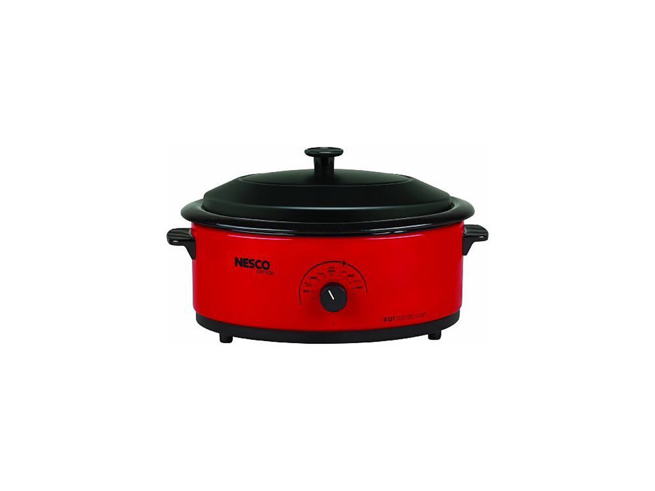 NESCO 481612 6 Qt. Roaster with Porcelain Cookwell, Red