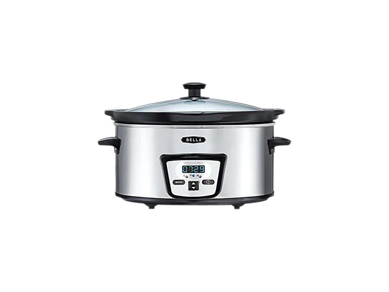 Bella 13973 5 Quarts Programmable Slow Cooker, Stainless Steel