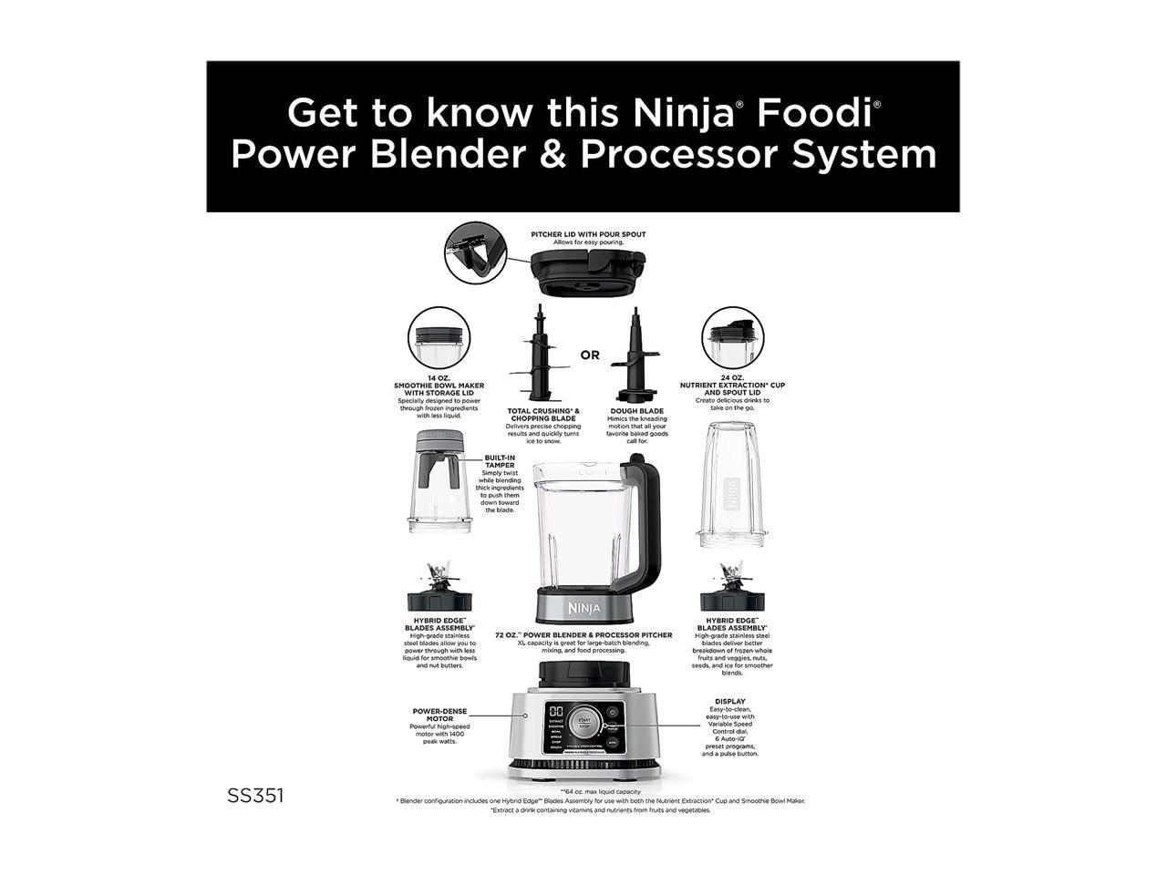 Ninja Foodi Power Blender & Processor System with Smoothie Bowl Maker