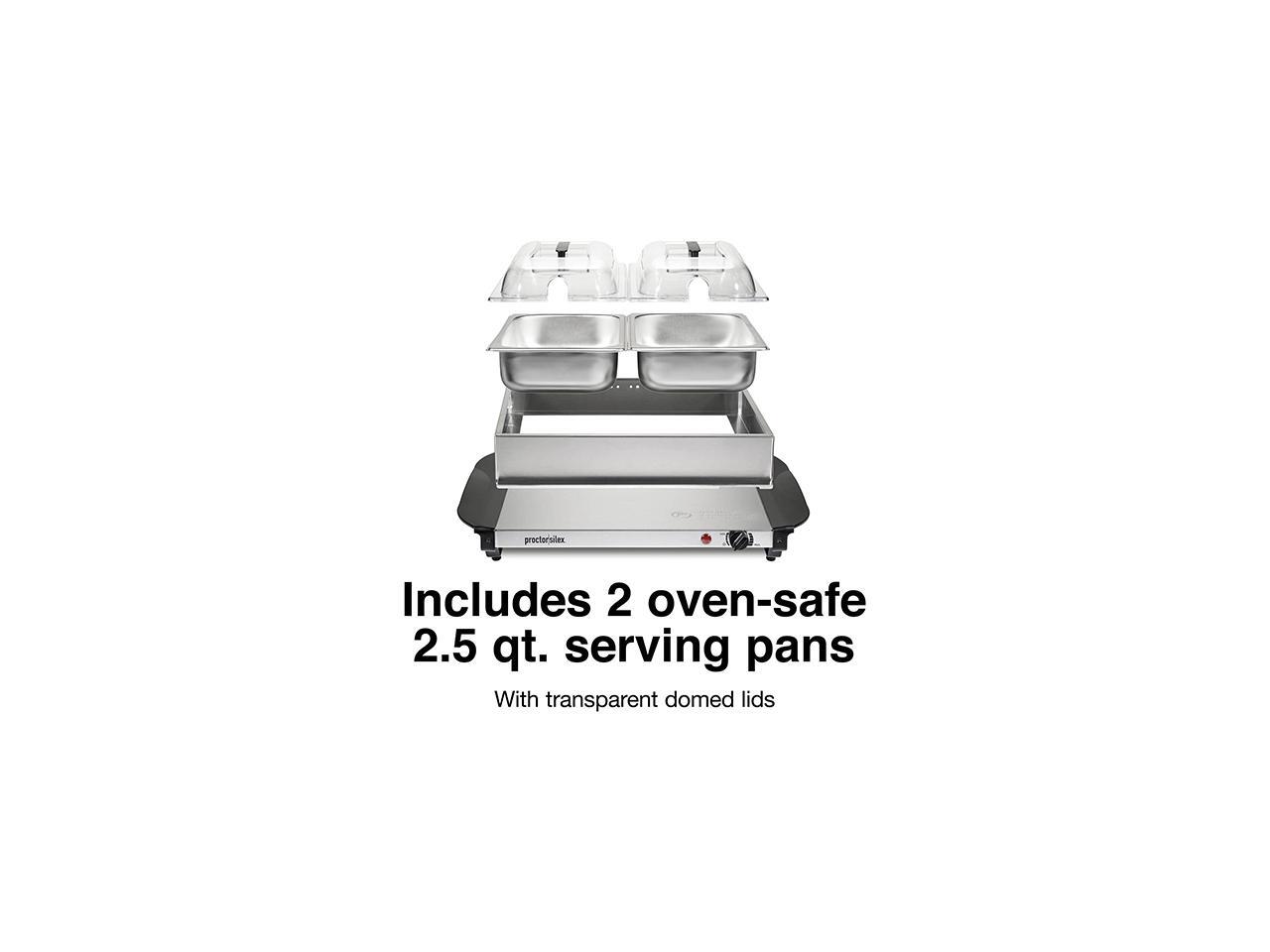 Proctor Silex 34320 Double Buffet Server / Warming Tray, 2 Removable