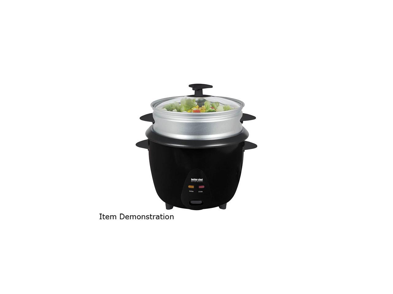 Better Chef IM406ST Black 5 Cup Rice Cooker with Food Steamer