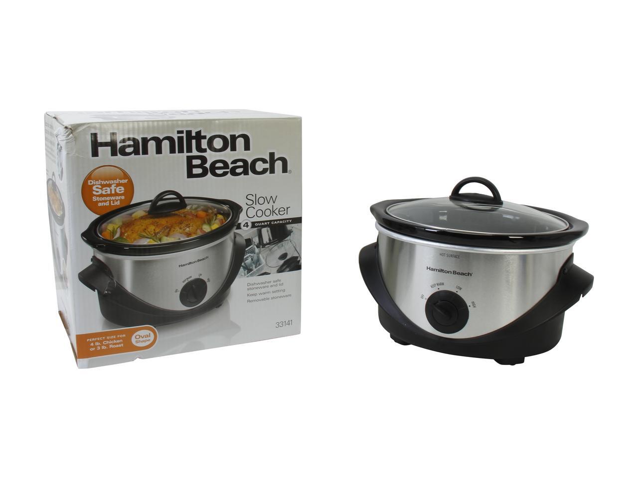 Hamilton Beach 33141 White & Black Slow Cooker