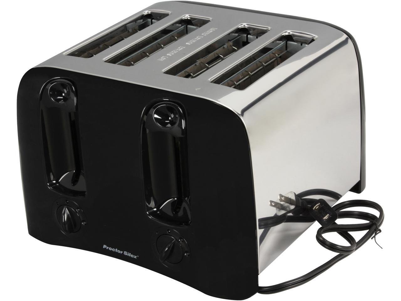 Proctor Silex 24608Y Chrome & Black 4Slice CoolWall Toaster