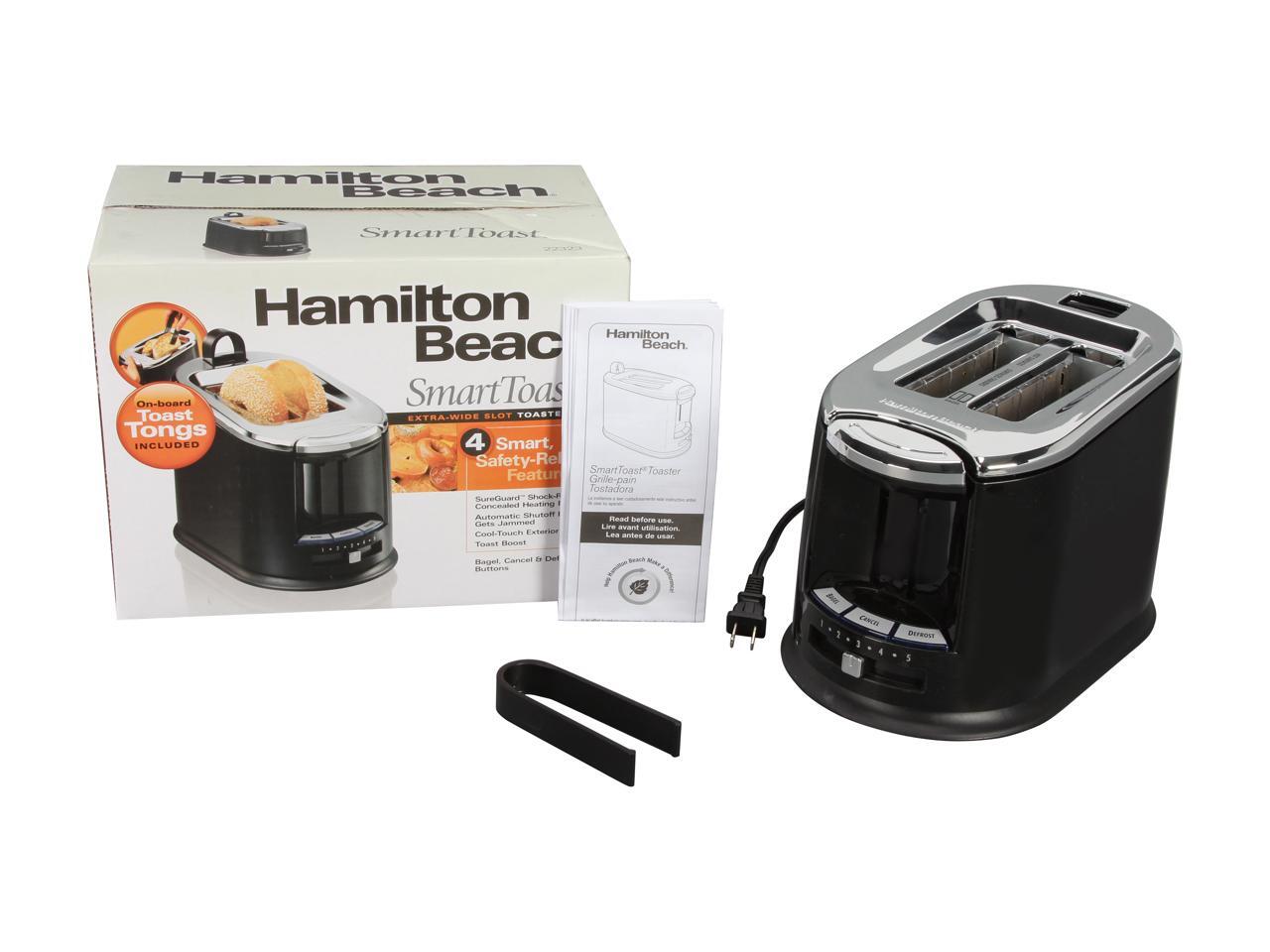 Hamilton Beach 22323 Black SmartToast ExtraWide Slot 2 Slice Toaster